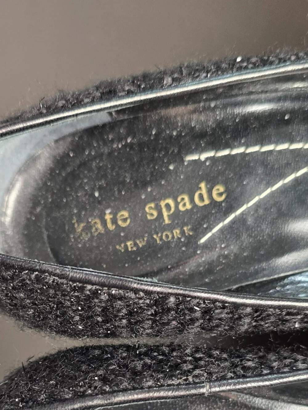 Kate Spade Black Tweed Justina Kitten Heels Striped Bow Size 7